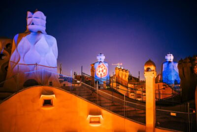 Barcelona: La Pedrera Night Experience - Stairwells at night: projections in the badalots